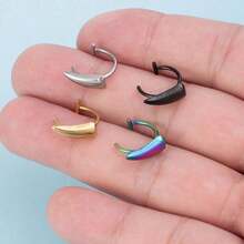 2pcs Exaggerated Gothic Style Stainless Steel Fake Lip Piercing Stud Ring With Sharp Teeth Design Body Jewelry - 銀色 - 查看 6