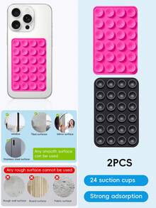 48-Piece Double-Sided Suction Cup Phone Stand, 24 Suction Cups On Each Side, Detachable Phone Stand, Waterproof And 360° Rotatable, Suitable For Bathroom Walls, Glass Mirrors, Dressing Tables, Various Smooth Walls, Not Suitable For Rough Walls, Compatible With All Mobile Phones And Mini Tablets Compatible With IPhone, Android Phone, Gift For Birthday, Family, Friends Phone Holder Phone Accessories