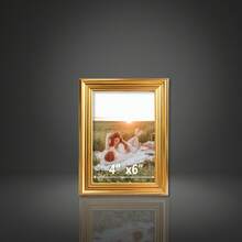 1pc/4pcs Luxury Gold Photo Frames, 3D Edge Design, 3.5x5", 4x6", 5x7", 6x8", 8x10" Options, Decor For Living Room, Bedroom, Office, Wedding, Anniversary, Christmas, Pet Memorial, Comes With Random Photo Paper (For Reference Only)