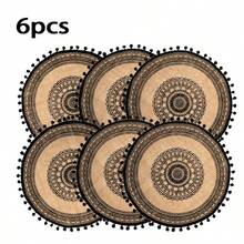 4 Stücke/6 Stücke/8 Stücke schwarze herzförmige runde Tischsets, Tischdekoration kann als Tischsets, Untersetzer, Tisch, Couchtisch und Terrasse verwendet werden. Geeignet für Zuhause, Restaurant, Küche, Hotel und Büro runde Tischset Dekorations-Set