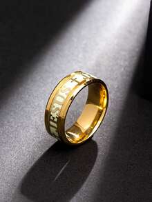 1 Pc Fashion Stainless Steel Rings For Men Jewelry Accessories Anniversary Party Gift Luminous English Letter Printed Rings