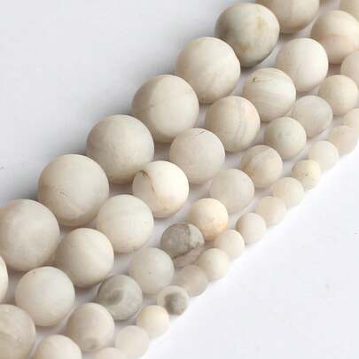 4/6/8/10mm Cuentas sueltas redondas espaciadoras de jaspe blanco mate de fénix de piedra natural de alta calidad y hermosas para hacer joyas DIY, pulseras, collares y aretes elegantes como regalos para mujeres