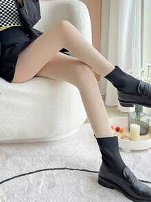 1 PC Women's 600D Apricot Tights ,Minimalist Velvet Nude Pantyhose(Suitable For 15-25 °C), Cozy - Apricot - View 10