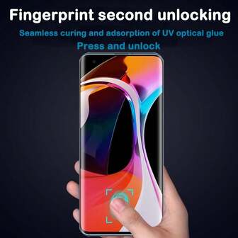 2 PIEZAS - Película protectora de pantalla 3D curva con desbloqueo de huella digital Ultra HD y resistente a los arañazos para Galaxy/Xiao M I/Hua Wei/Honor/Vivo/Moto/Oppo/Infinix