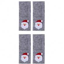 4-Piece Christmas Cutlery Storage Bag Set - Felt Santa Design (Including Knife And Fork Bags, Portable Tableware Holder Pockets) Cute Holiday Table Decoration For Christmas Party Gatherings - Multicolor - View 11