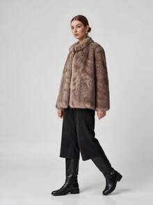 Fashionable Faux Fur Jacket, Versatile Fluffy Women's Winter Coat