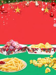 10pcs/20pcs/50pcs Christmas Paper Food Trays, Christmas Party Supplies, Red Plaid Santa Claus Reindeer Merry Christmas Snack Serving Trays, Boat-Shaped Trays, Christmas Food Boats, Popcorn Bowl Holders, Winter Holiday Christmas Decor - Multicolor - View 5