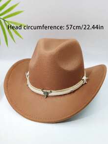Mũ cao bồi miền Tây unisex, mũ nỉ mềm vành cuộn cổ điển có khóa cài. - Nhiều màu - Xem 10