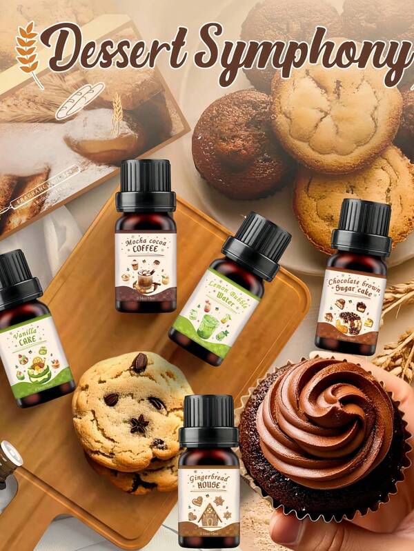 1/10ml Christmas Baking Fragrance Oil, Premium Diffuser Fragrance Oil, Soap Candle Making Fragrance Oil Set - Christmas Pudding, Caramel Biscuits, Swiss Rolls, Gingerbread House, Chocolate Coffee, Lemon Soda Water, Vanilla Cake, Suitable For Diffusers, Air Freshers, Aroma Machine Supplements, Christmas Gifts, Home Gifts