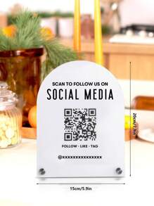 1pc Customized QR Code Sign, Personalized Business Review Sign, Customized Business Display Sign, Personalized QR Code Social Media Logo, Customized Menu Display Sign, Personalized Social Media Plaque, Business Sign, Salon Sign, Menu, Price List, Business Sign, QR Code Sign, Stylish, Simple, Unique Personalized Custom Gift