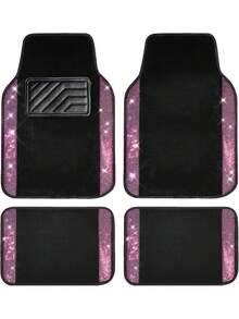 4PCS/2PCS Bling Diamond Car Floor Mats – Sparkling Crystal Rhinestone Design With Glitter Finish | Anti-Slip PVC Heel Pad, Waterproof & All-Weather Protection | Universal Fit For Front & Rear Rows, Compatible With Cars, SUVs, Trucks | Full Set Carpets For Interior Protection, Stylish Car Interior Accessory - 款式A - 查看 17
