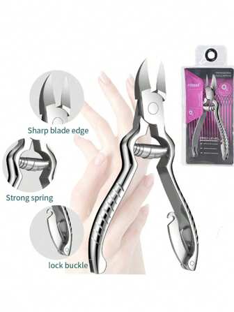 1pc Professional Podiatrist Foot & Toenail Clipper - Super Sharp Curved Blade, Stainless Steel, Suitable For Thick & Ingrown Nails, Nail Care | Precision Scissor | Stainless Steel Scissors