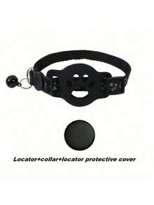 Conjunto de coleira de posicionamento para gatos de estimação com coleira, localizador + capa protetora de silicone, localizador de dispositivo GPS inteligente anti-perda - rastreamento ao vivo, sem instalação, uso somente em dispositivos iOS