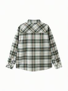 Balabala Children's Long Sleeve Shirt, 2025 Autumn New Plaid Button-Up Shirt - Green Coffee Color - View 5