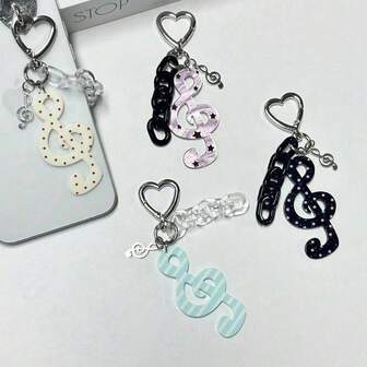 Accesorio de llavero con colgante decorativo en forma de estrella con notas musicales, lunares y rayas, creativo y lindo, estilo Y2K