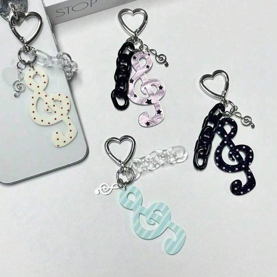 圆点条纹音符星形钥匙扣吊坠配饰创意可爱装饰饰品 Y2K