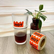 New 500pcs Rave Hot Stickers 2 X 1-1/5 Inch Fluorescent Red Hot Flame Fire Shape Labels Marking Popular Items For Restauresent Supermarkets Stores Shops Fluorescent Red