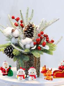 13 قطعة من تماثيل الراتنج المصغرة لعيد الميلاد، مجموعة زينة عيد الميلاد المصغرة تشمل بابا نويل وغزلان ورجل الثلج، تماثيل عيد الميلاد المصغرة للحرف اليدوية وديكور الحديقة والبيت الدمى والبونساي والمناظر الطبيعية الشتوية الصغيرة (بأنماط عشوائية)