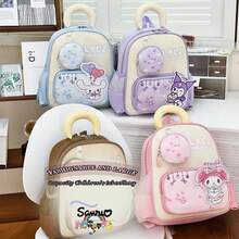 Sanrio 1 pieza Mochila de dibujos animados de Sanrio Kuromi, My Melody, Cinnamoroll, mochila ligera y adorable de Kuromi y My Melody para niños y niñas, bolsas rosas y moradas