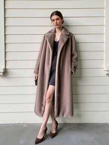 New Women Long Faux Fur Teddy Fleece Winter Coat, Fashionable And Versatile