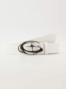 1pc Retro Black Belt With Cool Cross Design, Unisex Simple Style Decoration Belt For Women And Men, Small Waisted Ins Style Niche Belt Fall, Autumn, Halloween - A - View 4