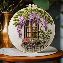 1 Piece Embroidery Set, 15x15cm/5.9x5.9 Inches, 20x20cm/7.9x7.9 Inches, Handmade DIY Embroidery Set, Landscape, Scenery Outside The Window, Natural Landscape Pattern, Suitable For Adult Beginners, Including Embroidery Cloth, Instruction Manual, Embroidery Frame And Needlework, Gifts From Friends And Family, Furniture, Office Handmade Artwork.