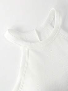 Young Girls Halter Threaded Sports Tank Top, Women's Bra All-In-One Top, Fashion Simple, Light And Luxurious, Breathable And Comfortable Camisole Tank Top, Beautiful Back Fitness Bra Undershirt, Workout - White - View 6