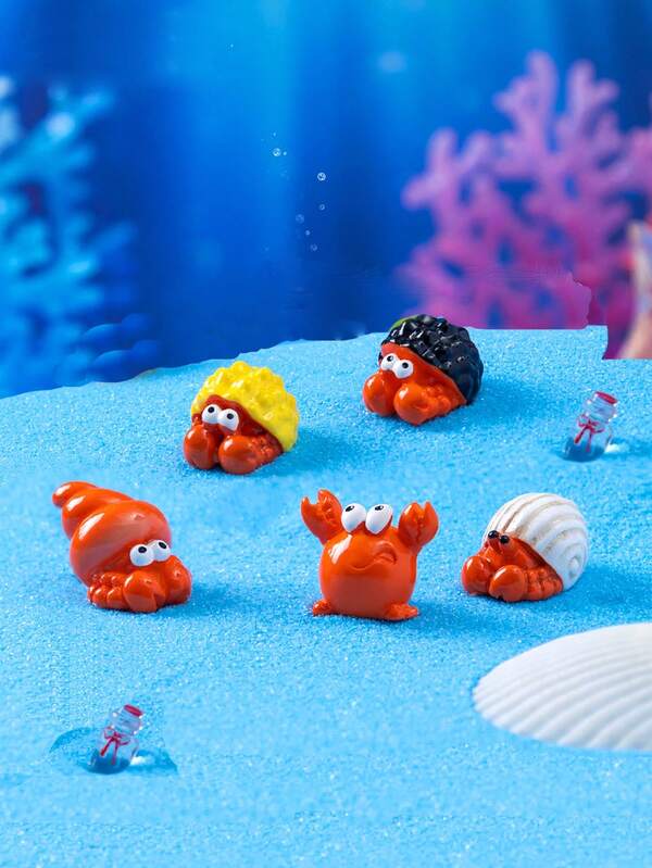 5/10 figurine drăguțe de crab pustnic, decor de acvariu, peisaj miniatural DIY, microdecor, ornamente de plajă cu animale mici din ocean