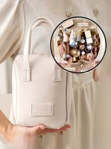 1 Stück große Kapazität Make-up Tasche, Make-up Pinsel Organizer, Kosmetiktasche, Kulturtasche, tragbare Reise-Handtasche, Aufbewahrungstasche, Hautpflege-Produkt Organizer, Make-up Tasche, Badezimmer Aufbewahrungstasche, Make-up Aufbewahrungstasche, tragbare Reisetasche, Clutch, geeignet für Badezimmer, Reisen, Hautpflege, Make-up, Augenbrauenstift Aufbewahrung