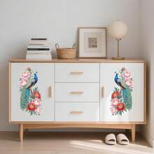 GLOBLELAND 4 Sheets Peacock Furniture Transfers Stickers 6x12inch Flowers Feathers Rub On Transfer UV Self-Adhesive Stickers Wall Art Craft For Bedroom Living Room Desk Table Decoration - 白色 - 查看 5