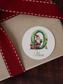 Personalisierte Namens-Weihnachts-Aufkleber in den Größen 40*40/50*50/70*70mm, jeweils 12/10/7 Blätter, mit klassischen Weihnachts-Etiketten, Weihnachtsgeschenk-Anhängern, Weihnachtsmann-Anfangsbuchstabe-Aufklebern und Umschlag-Siegeln.