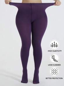1/2 Pair Plus Size Sheer Pantyhose For Women, Cozy - Purple - View 2