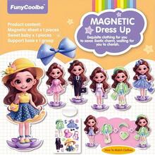 One Set Of Magnetic Quiet Book Girl Princess Dress Up Refrigerator Stickers Funny Dress Up Sticker Cartoon Pictures 3D Three-Dimensional Interesting Gift