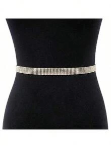 1件装女士水钻装饰腰链，适合秋季、万圣节等场合 - 金色 - 查看 12