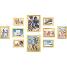 Marcos de Collage de Fotos, Juego de 10, Dos de 23.6 x 28.6, Cuatro de 16 x 21.1, Cuatro de 13.4 x 18.5, Negro Tinta MRPF10B ​ - Dorado Pálido - Ver 13