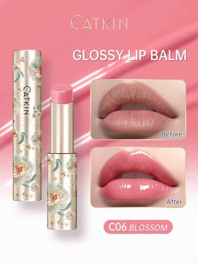  CATKIN 亮泽保湿润唇膏，轻盈唇部护理，亮泽不粘腻唇彩，3.4克，C06 花香