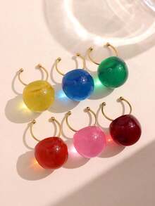 1pc Fashionable Elegant Minimalist Artistic Jelly Transparent Round Resin Stainless Steel Open Ring For Women, Suitable For Daily Commute, Street, Music Festival, Party, Evening Wear