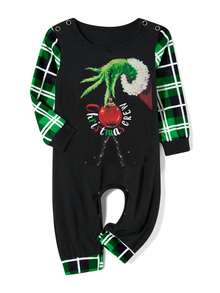 Family Matching Christmas Pajamas Set Christmas Ball Plaid Print Holiday Pajamas Sleepwear Dad Mom Kids PJs