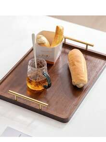 竹制托盘，时尚木质奥斯曼托盘，带手柄，适用于早餐、午餐、晚餐、开胃菜、奥斯曼、客厅、咖啡桌、厨房派对、露台烧烤 - 彩色 - 查看 8
