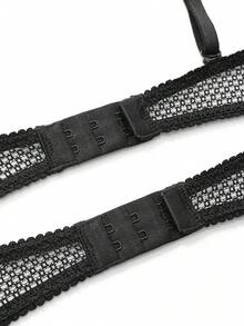 Wingslove Sujetador sin aros de encaje transparente y sexy, sin relleno, de comodidad suave y estilo longline para mujeres