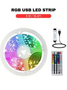 ONELEDWANGRX 1 pezzo Telecomando a 44 tasti con memoria per strisce LED per decorazione festa della mamma, set di strisce luminose RGB da 1m-15m/3,3ft-50ft a 5V USB, luce notturna a LED multicolore con fili di rame, adatta per retroilluminazione TV, illuminazione ambiente di soggiorno, camera da letto, barra luminosa al neon, effetto scintillante