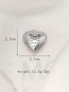 1/5 件波西米亚风格不锈钢心形吊坠，复古浮雕花卉图案，DIY 创意项链吊坠配件 - 相盒 - 查看 13