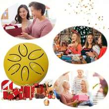 3 英寸 6 音空心迷你鼓，钢簧鼓，碳钢手鼓，雨鼓，打击乐器，适合初学者，鼓玩具，户外雨鼓乐器，露营，冥想或瑜伽，音乐启蒙礼物