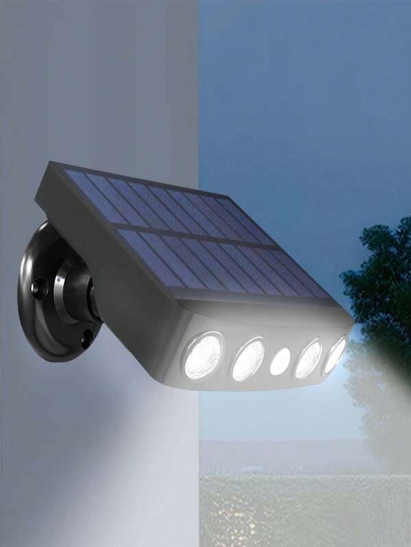 1pc Solar Powered Outdoor Wall Light, Outdoor Garden Solar Light With Motion Sensor, Fake Surveillance Light, Super Bright 4 LED Large Night Light, 5 LED Multi-Function Small Stake/Wall Light, 1200mAh Lithium-Ion Battery Solar Charging, Simulated Security Camera Design, 3 Lighting Modes, No Remote Control Included
