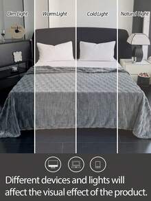 1 件提花格子沙发毯，厚实舒适的面料，带来温暖舒适的深度睡眠 - 深灰色 - 查看 9