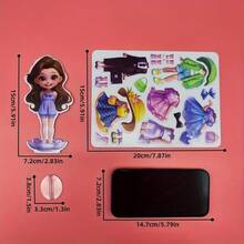 One Set Of Magnetic Quiet Book Girl Princess Dress Up Refrigerator Stickers Funny Dress Up Sticker Cartoon Pictures 3D Three-Dimensional Interesting Gift