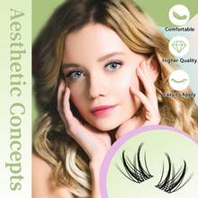 Lash Clusters Kit  Wispy Natural 8-18mm  Eyelashes Cluster Extension Kit  C Curl Spiky Lashes Individual  DIY False Lash Extension Kit With Lash Bond And Seal, Lash Remover Tweezer Thin Invisible Lash Band - 黑色 - 查看 5