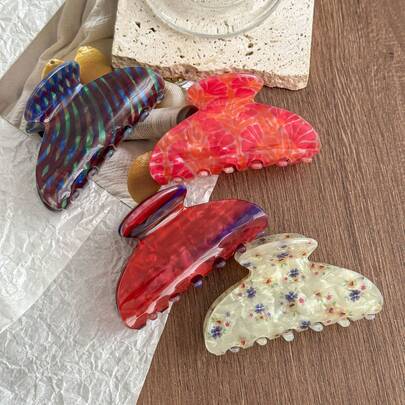 Floral Niche Atmosphere Acetate Hair Claw Clips, Fresh And Gentle Hair Claw Flower Hair Accessories, Half Bun Hairpin