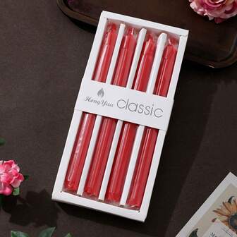 4pcs Classic 10-Inch Color 4-Stick Straight Long Pole Lighting Candles For Restaurants And Hotels, Home Romantic Wedding Party Decoration Candles Festive Candles For Christmas Eve Decoration