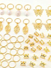 50pcs Gold Butterfly Hair Clips, Shell Braided Hair Accessories, Metal Woven Claw Hair Clips, Suitable For Women And Girls, Hair Claws, Hair Clips, Hair Accessories, Head Accessories - Multicolor - View 5